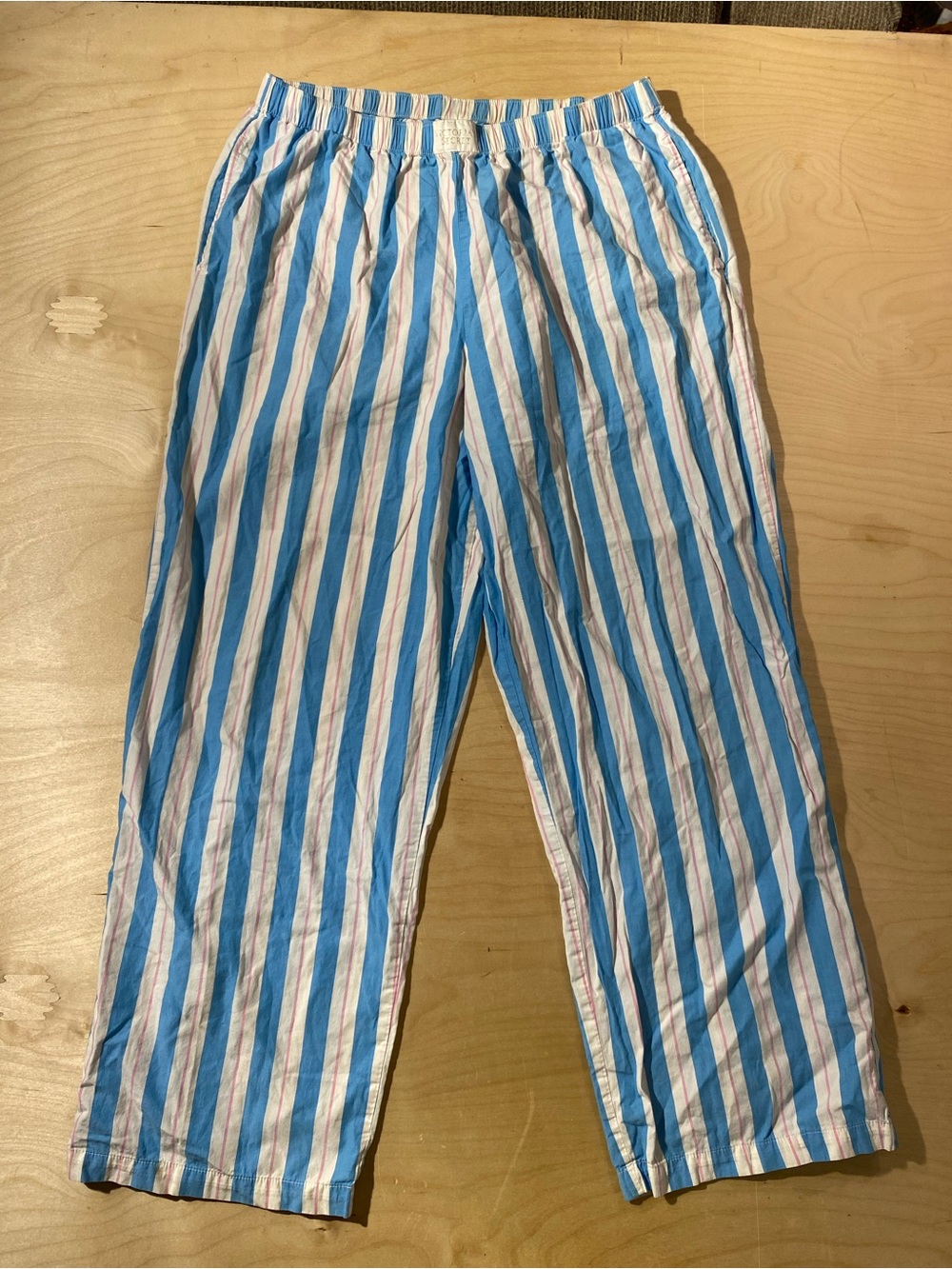 Victoria's Secret Blue and White Striped Lounge Pants Large (BM)